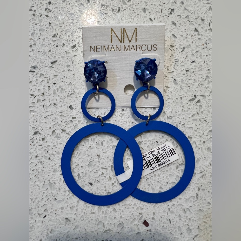 Neiman Marcus Blue Dangly Earrings, NWT